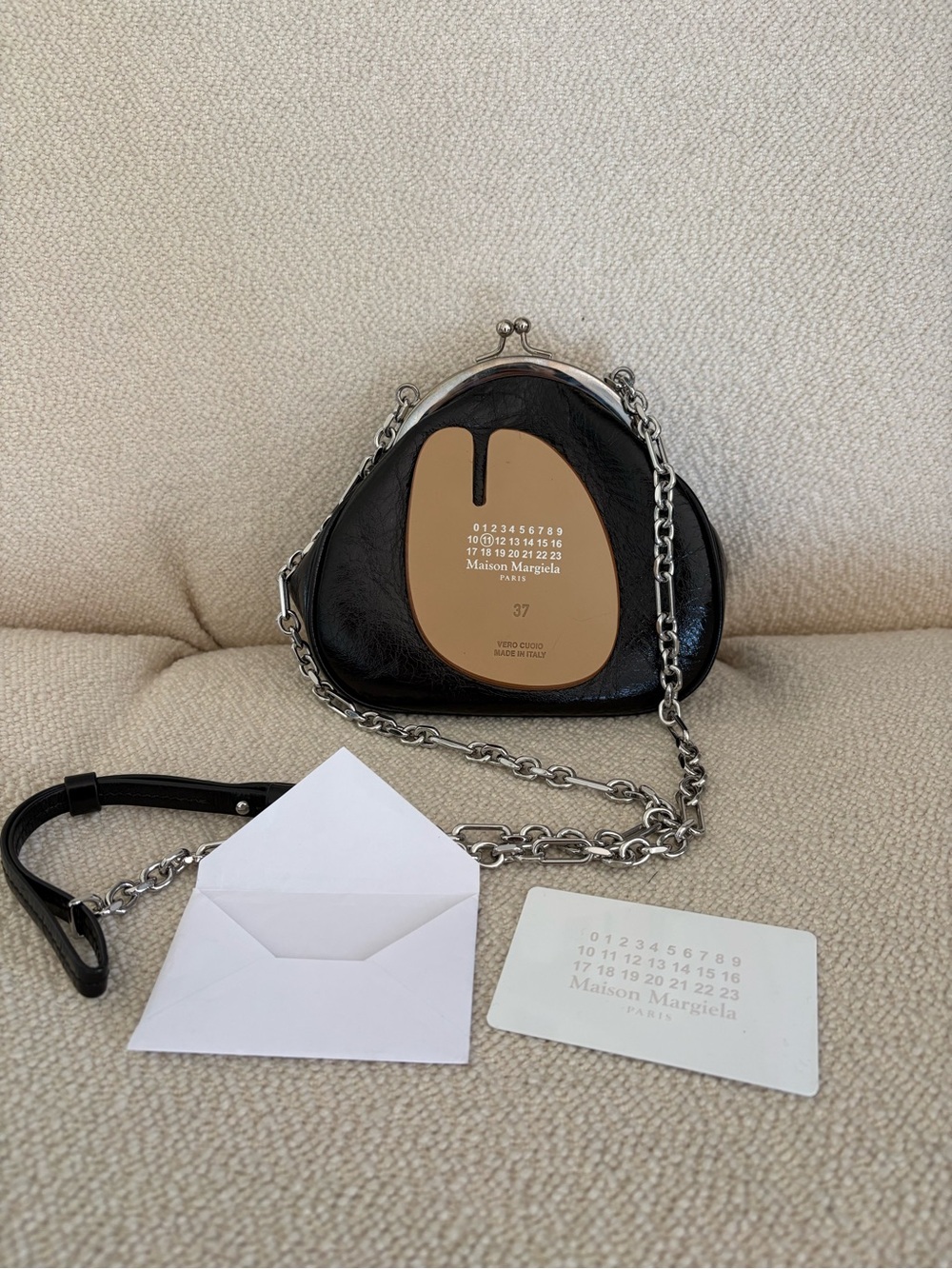 Maison Martin Margiela tabi frame bag Black Leather Chain Crossbody Bag